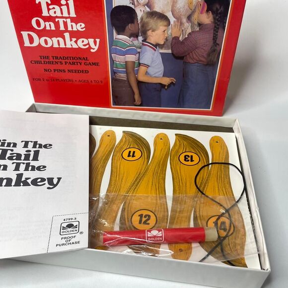 Vintage Classic Pin the Tail on the Donkey Birthday Party Game Cottage Farm Barn - Picture 3 of 7